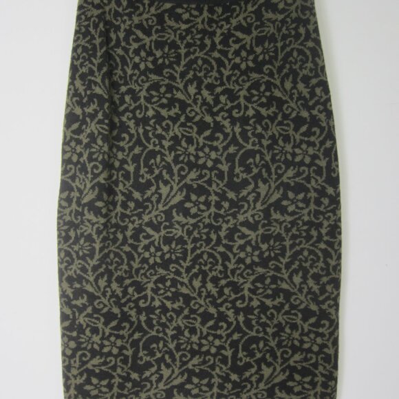 Peruvian Connection Womens  M Skirt Olive Green Black Floral  Alpaca Silk Knit - Picture 4 of 8